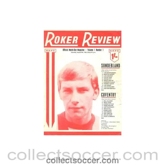1969 - Sunderland v Coventry City official programme 09/08/1969 Football League - Collect Soccer
