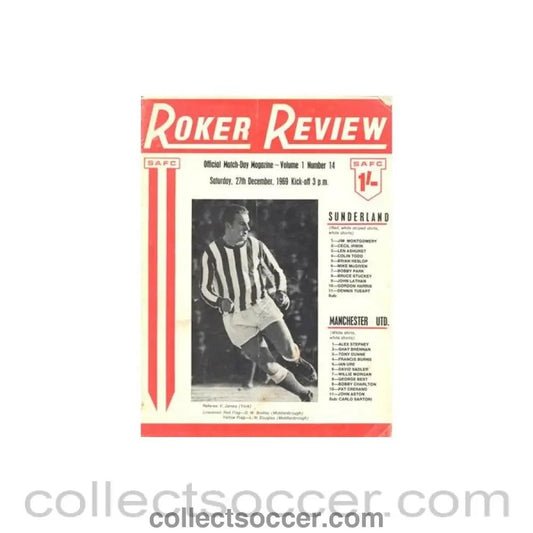 1969 - Sunderland v Manchester United official programme 27/12/1969 Football League - Collect Soccer