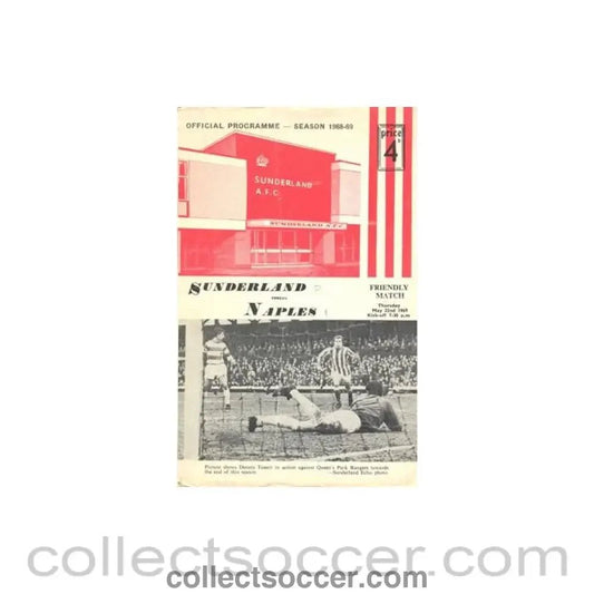 1969 - Sunderland v Naples official programme 22/05/1969 Friendly Match - Collect Soccer