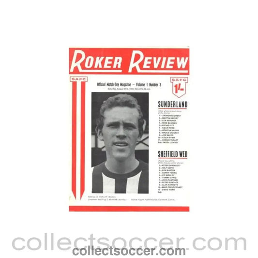 1969 - Sunderland v Sheffield Wednesday official programme 23/08/1969 Football League - Collect Soccer