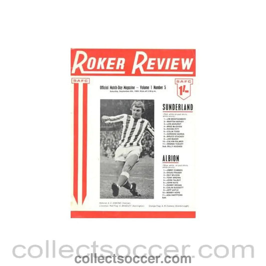 1969 - Sunderland v West Bromwich Albion official programme 06/09/1969 Football League - Collect Soccer