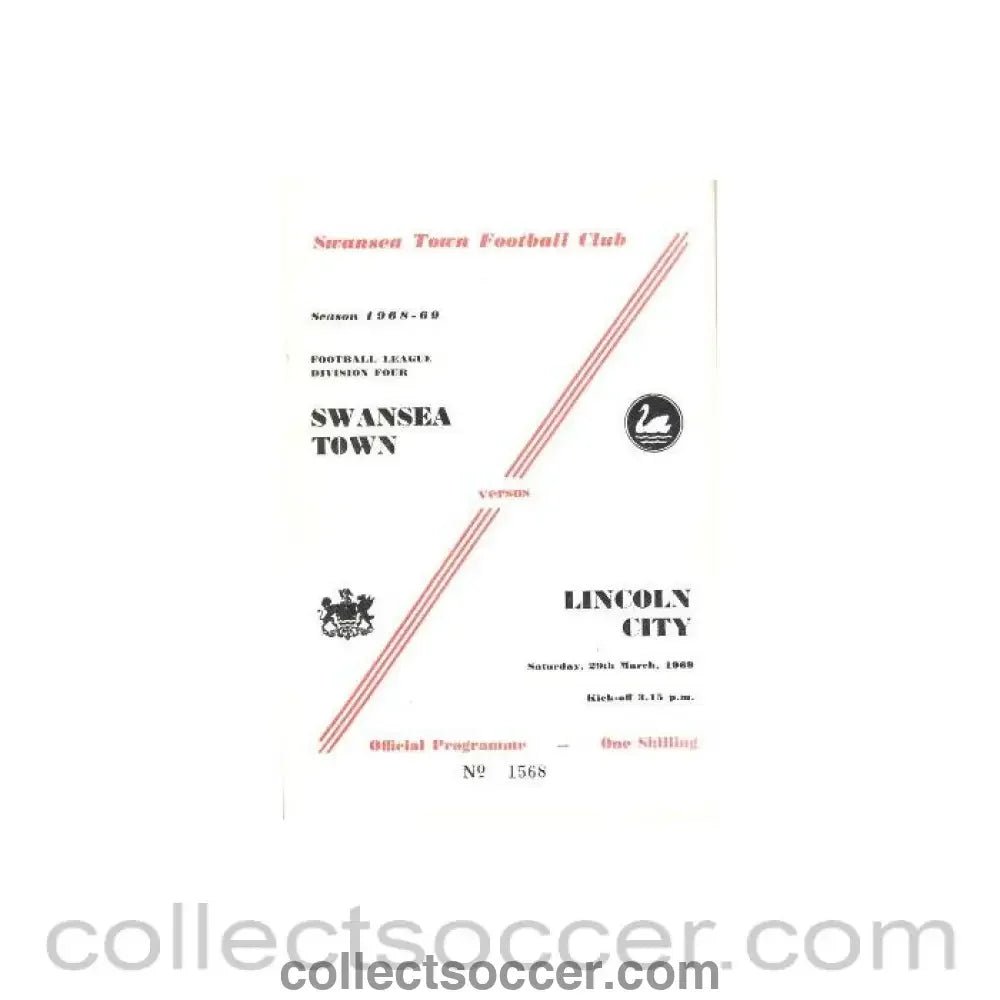 1969 - Swansea City v Lincoln City official programme 29/03/1969 - Collect Soccer