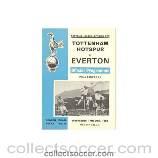 1969 - Tottenham Hotspur v Everton official programme 17/12/1969 Football League - Collect Soccer