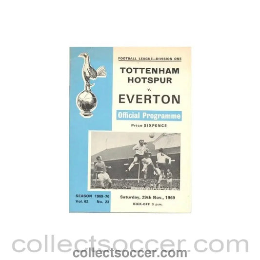 1969 - Tottenham Hotspur v Everton official programme 29/11/1969 Football League - Collect Soccer
