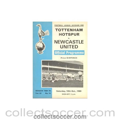 1969 - Tottenham Hotspur v Newcastle United official programme 18/10/1969 - Collect Soccer
