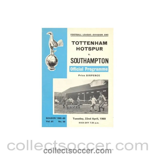 1969 - Tottenham Hotspur v Southampton official programme 22/04/1969 Football League - Collect Soccer
