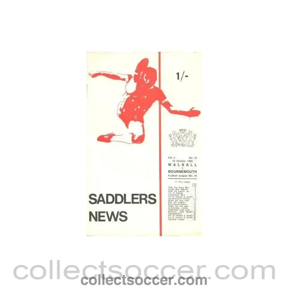 1969 - Walsall v Bournemouth official programme 18/10/1969 - Collect Soccer