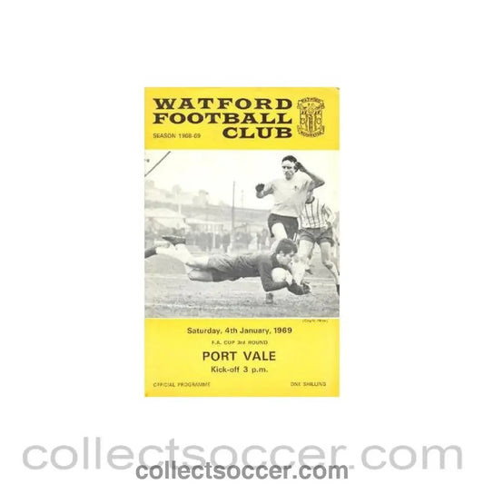 1969 - Watford v Port Vale official programme 04/01/1969 F.A. Cup - Collect Soccer