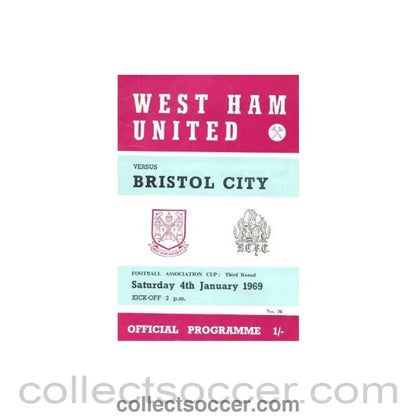 1969 - West Ham United v Bristol City official programme 04/011969 - Collect Soccer