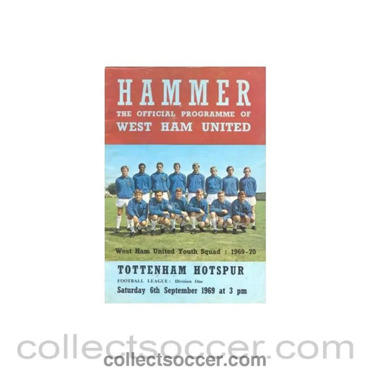 1969 - West Ham United v Tottenham Hotspur official programme 06/09/1969 Football League - Collect Soccer