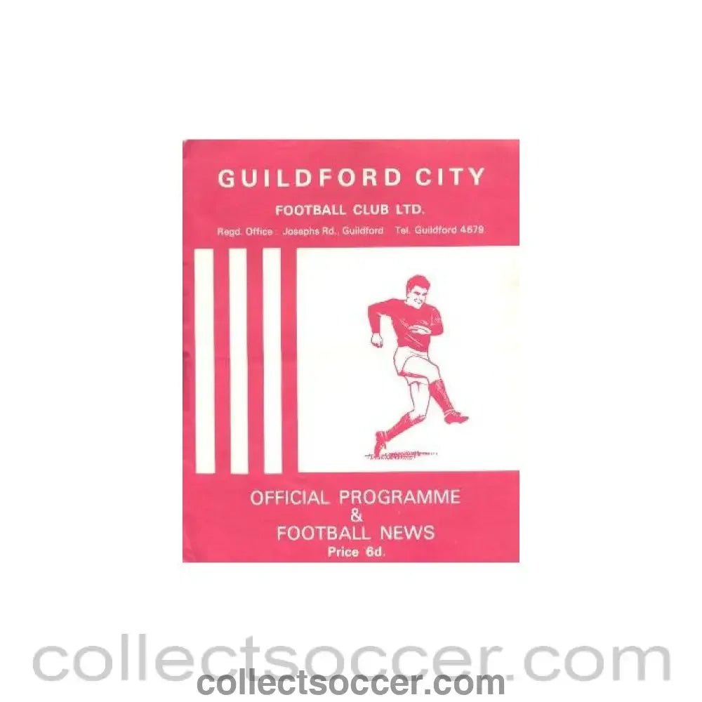 1969 - Wimbledon v Crawley at Guildford City official programme 10/11/1969 - Collect Soccer