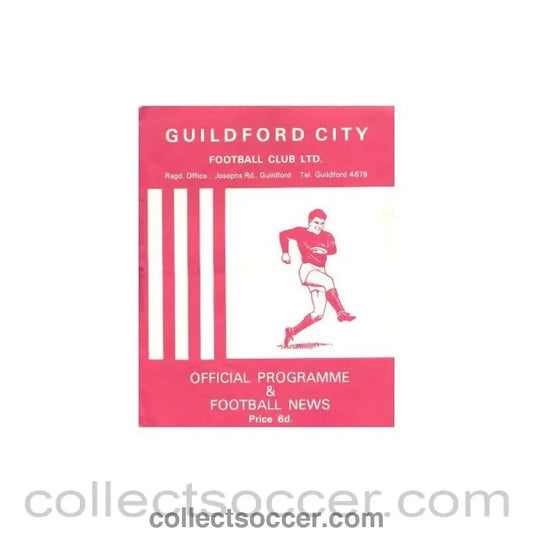1969 - Wimbledon v Crawley at Guildford City official programme 10/11/1969 - Collect Soccer