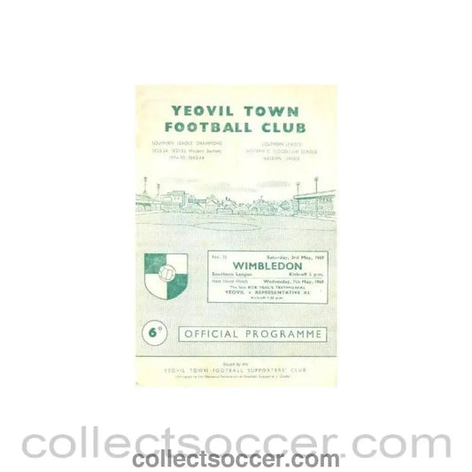 1969 - Yeovil Town v Wimbledon official programme 03/05/1969 - Collect Soccer