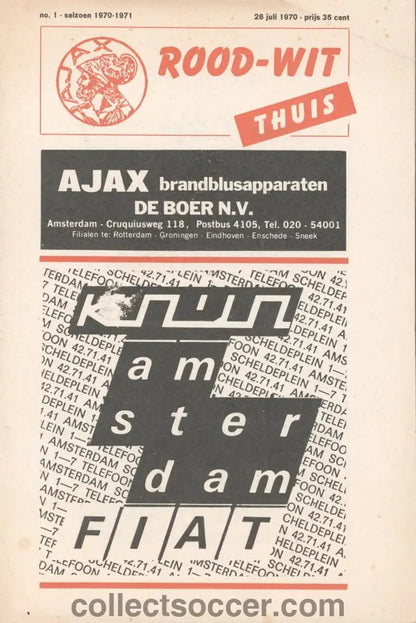 1970 - Ajax v Chelsea official programme 26/07/1970 - Collect Soccer