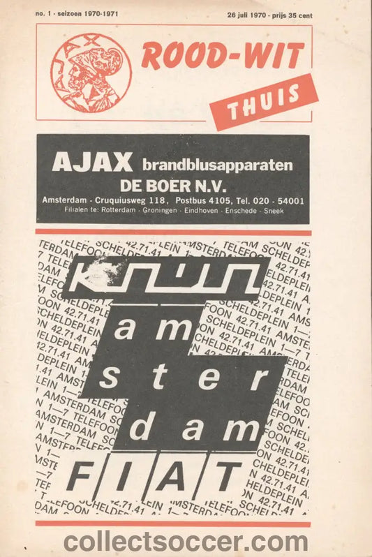 1970 - Ajax v Chelsea official programme 26/07/1970