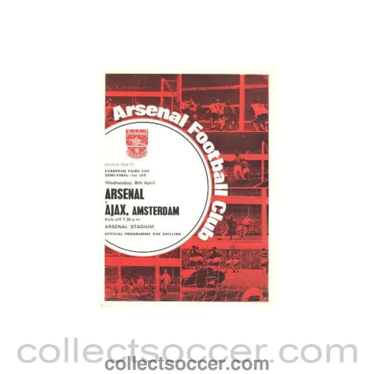 1970 Arsenal v Ajax European Fairs’ Cup Semi-Final First Leg official programme 08/04/1970