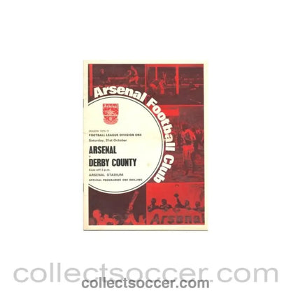 1970 - Arsenal v Derby County official programme 31/10/1970 - Collect Soccer