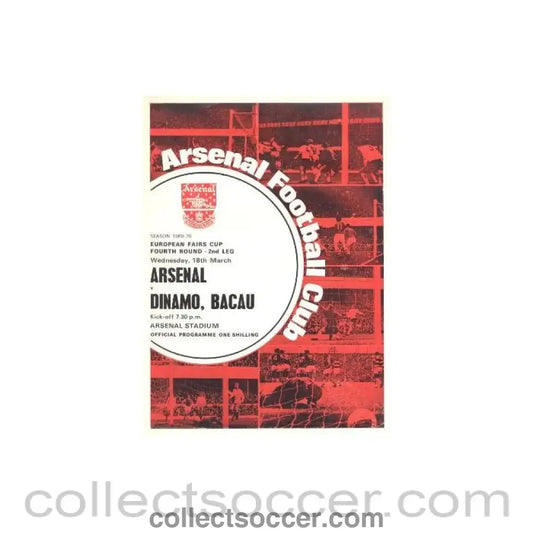 1970 Arsenal v Dynamo Bacau European Fairs’ Cup Fourth Round Second Leg official programme 18/03/1970