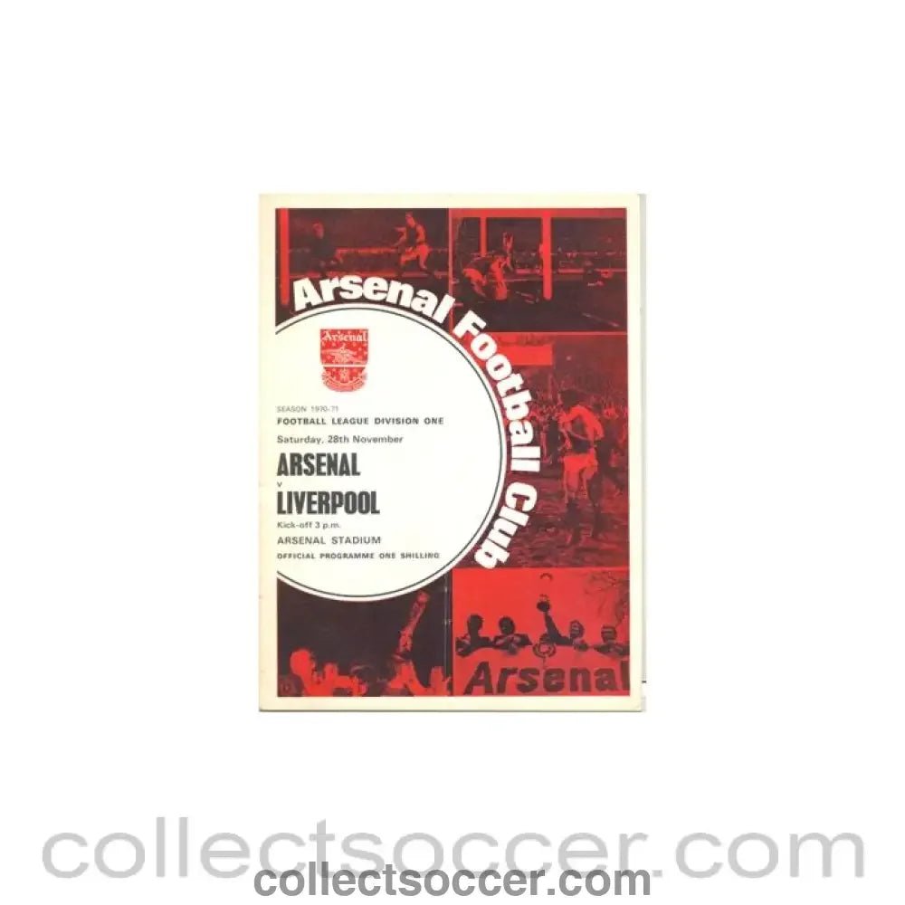 1970 - Arsenal v Liverpool official programme 28/11/1970 - Collect Soccer