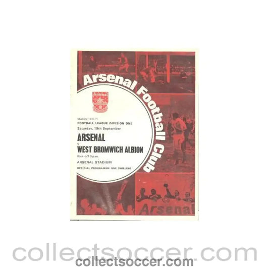 1970 - Arsenal v West Bromwich Albion official programme 19/09/1970 Football League