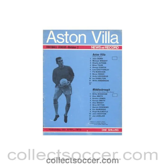1970 - Aston Villa v Middlesbrough official programme 08/04/1970 Football League