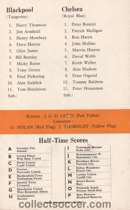 1970 Blackpool v Chelsea Official Programme 24/10/1970