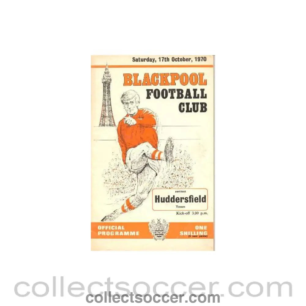 1970 - Blackpool v Huddersfield Town official programme 17/10/1970 Football League