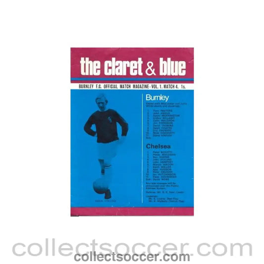 1970 - Burnley vChelsea official programme Season 1970-1971