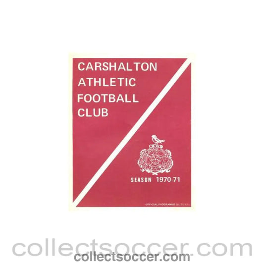 1970 - Carshalton Athletic v Wimbledon official programme 10/11/1970