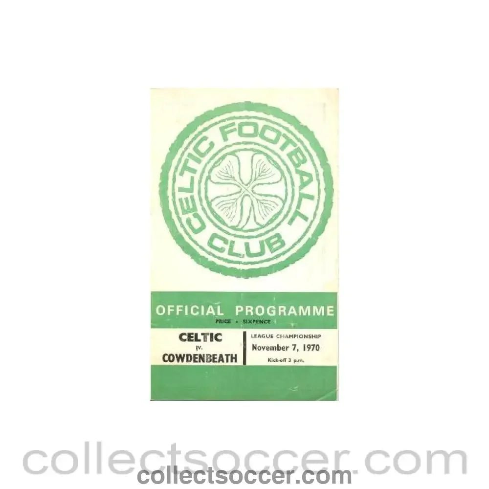 1970 - Celtic v Cowdenbeath official programme 07/11/1970 - Collect Soccer