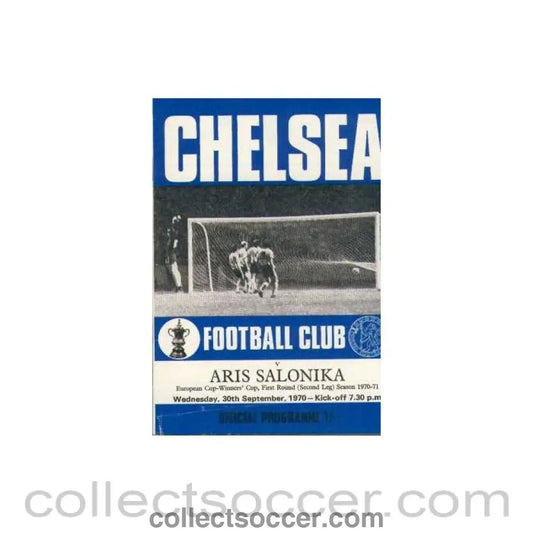 1970 - Chelsea v Aris Salonika official programme 30/09/1970 - Collect Soccer