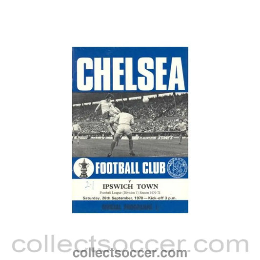 1970 - Chelsea v Ipswich Town official programme 26/09/1970 Football League