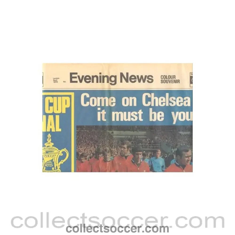 1970 Chelsea v Leeds United FA Cup Final match Evening News newspaper of April 1970 - Collect Soccer