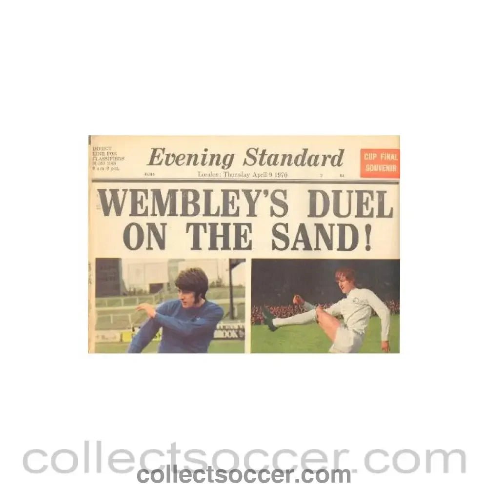 1970 Chelsea v Leeds United FA Cup Final match Evening Standard newspaper of 09/04/1970 - Collect Soccer
