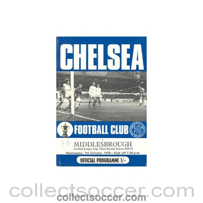 1970 - Chelsea v Middlesbrough official programme 07/10/1970 Football League