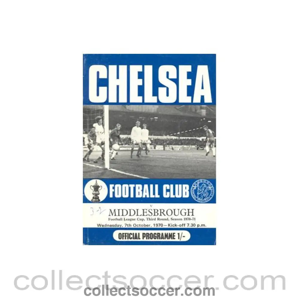 1970 - Chelsea v Middlesbrough official programme 07/10/1970 Football League