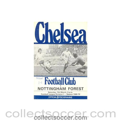 1970 - Chelsea v Nottingham Forest official programme 07/03/1970 Football League token missing and hence half price
