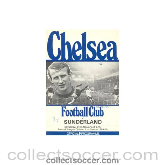 1970 - Chelsea v Sunderland official programme 31/01/1970 Football League token missing and hence half price