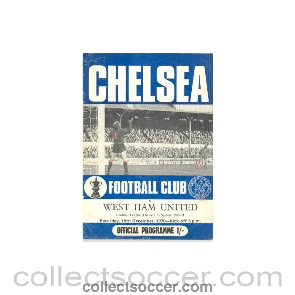 1970 - Chelsea v West Ham United official programme 19/12/1970 Football League, half price - Collect Soccer