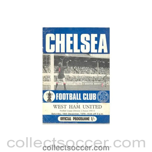 1970 - Chelsea v West Ham United official programme 19/12/1970 Football League half price