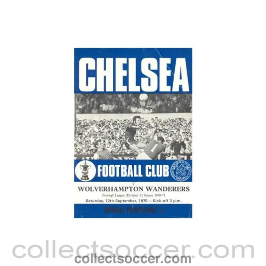 1970 - Chelsea v Wolverhampton Wanderers official programme 12/09/1970 Football League