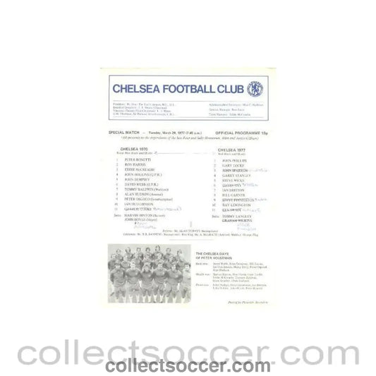 1970 - Chelsea 1970 vChelsea 1977 official programme 29/03/1977