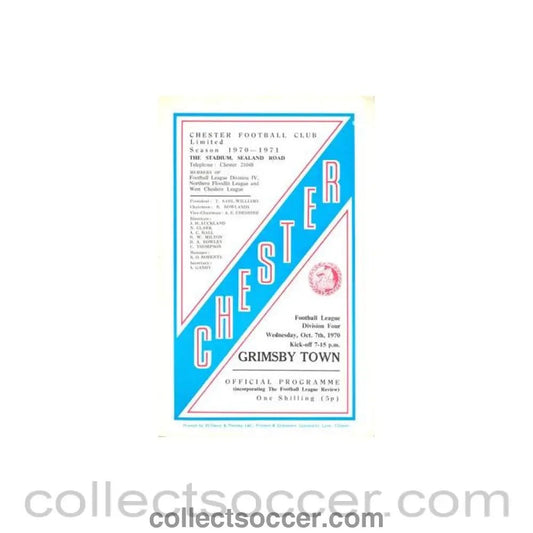 1970 - Chester City v Grimsby Town official programme 07/10/1970 Football league - Collect Soccer
