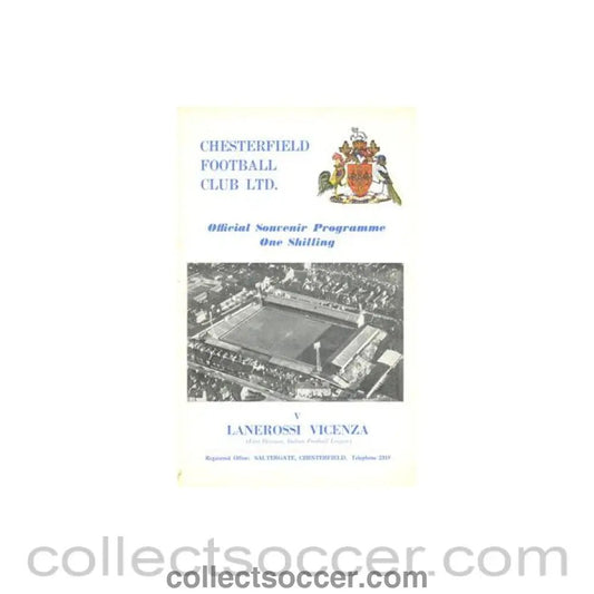 1970 - Chesterfield v Lanerossi Vicenza official programme 05/05/1970 Anglo - Italian Inter League Clubs Competition - Collect Soccer