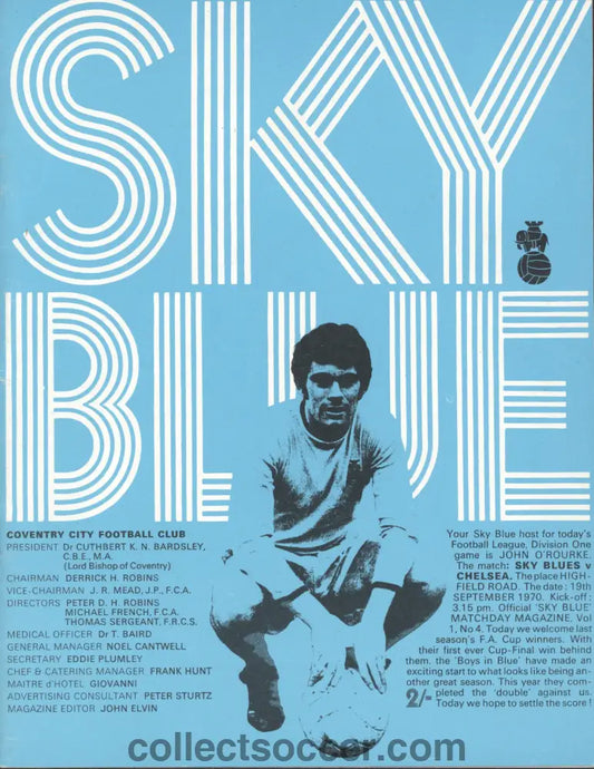 1970 Coventry v Chelsea official programme 19/09/1970