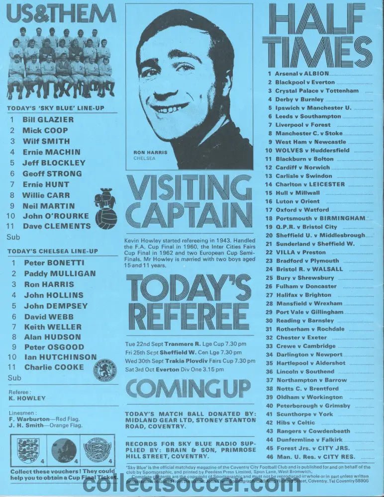 1970 Coventry v Chelsea official programme 19/09/1970 - Collect Soccer