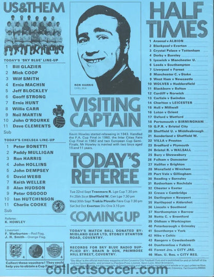 1970 Coventry v Chelsea official programme 19/09/1970 - Collect Soccer