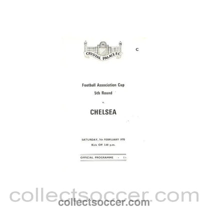 1970 - Crystal Palace vChelsea official programme 07/02/1970