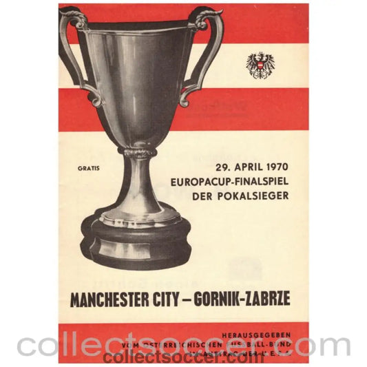 1970 Cup Winners Cup Final Official Programme Manchester City v Gornik Zabrze - Collect Soccer