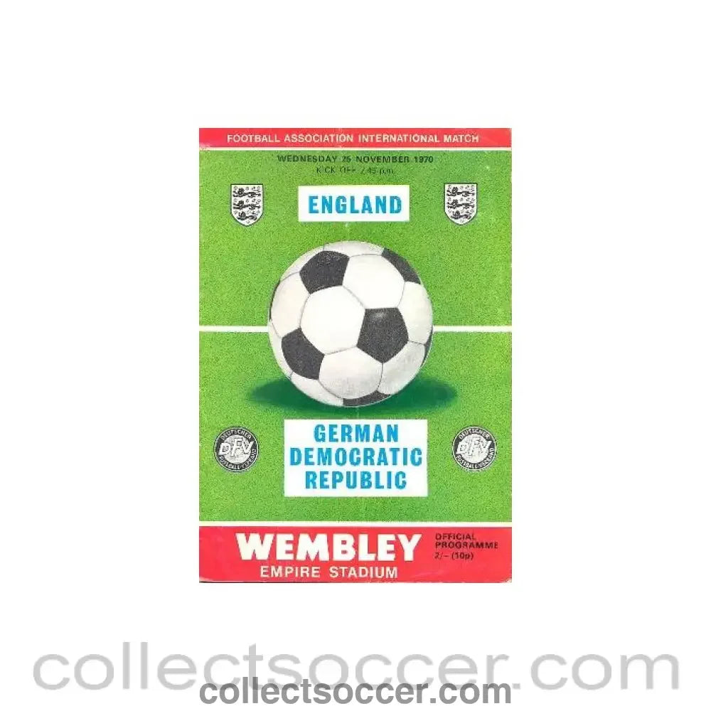 1970 England v East Germany official programme 25/11/1970